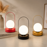 Lampe de bureau LED sans fil en métal en forme de boule, moderne, flexible, simple, protectrice des yeux, alimentée par batterie, à intensité variable tactile, lampe de lecture portable