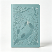 Carnet A5 en cuir PU avec gaufrage à sec motif Loutre marine, journal à couverture rigide personnalisé sur le thème de la faune pour cadeau