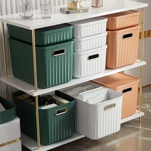 Plastic stackable organizer bins bedroom clothes snacks storage boxes with lids