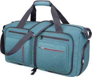 Sac de voyage en polyester imperméable à motif géométrique pour hommes et femmes, sac de week-end avec fermeture éclair, résistant aux déchirures, compartiment pour chaussures - Product Image 1