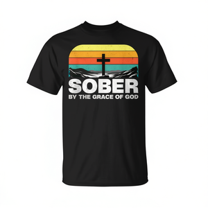T-shirt chrétien unisexe à manches courtes et col rond, cadeau religieux, Sober By The Grace Of God - Product Image 2