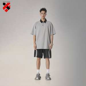 Местный склад 285 г 100 хлопковая Тяжелая Ретро рубашка-поло мужская футболка Свободная футболка с лацканами и короткими рукавами для мужчин - Product Image 6