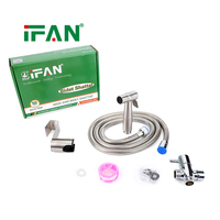 Pistolet de pulvérisation pour bidet IFAN en acier inoxydable couleur argent avec tuyau de 1,5 mètre pour le nettoyage et l'hygiène des toilettes