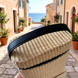 Nouvelle Trousse de Maquillage en Raphia Tressé avec Bordure en Cuir, Style Designer de Luxe, Organisateur de Maquillage en Paille pour Femme, Voyage et Plage - Product Image 4