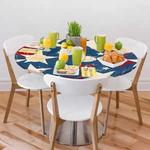 YGPARK 4th of July Festivities Fitted Tablecloth Waterproof PEVA Elastic Edge <b>Table</b> <b>Cloth</b> <b>Wipe</b> <b>Clean</b> <b>Table</b> Cover for Hotels - Product Image 3