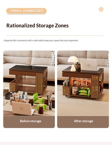 NKAHS Modern Wood Living Room <b>Cabinet</b> with Storage Shelves and Wheels for Sofa Side Use - Product Image 3