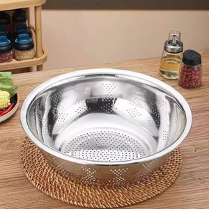 Stainless Steel <b>Colander</b> Set 3 Piece With <b>Strainer</b> And Mixing Bowl For Kitchen Vegetable Washing And Drainage - Product Image 2