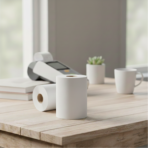 Papel térmico sin BPA de 3 1/8" × 230, rollo de papel térmico para recibos, libre de toxinas y saludable, con impresión personalizada de etiquetas. - Product Image 3