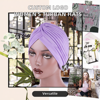 Venta al por mayor de gorros de poliéster con nudo para mujer, estilo bandana india musulmana, para quimioterapia, uso exterior y como pañuelo para dormir
