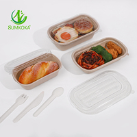 Boîte à lunch jetable Sumkoka de 30 oz en bagasse de canne à sucre biodégradable avec couvercle pour salade et voyage – Boîte à lunch en bagasse