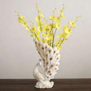 Jarrón Decorativo de Pavo Real, Estilo Europeo, Pintado a Mano, Adorno de Resina, Artesanía, Figuritas, Escultura de Animales - Product Image 2