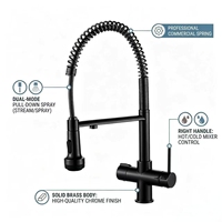 Robinet de cuisine à eau chaude/froide avec mitigeur 3/4/5 voies et 2 poignées, cartouche en céramique, pour usage en cuisine – Échantillon direct usine