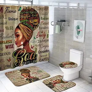 非裔美国妇女报价浴帘浴缸装饰100% 聚酯浴室窗帘