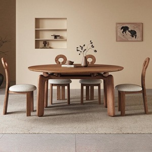Solid Wood Elephant Shaped Extendable Dining <b>Table</b> <b>Round</b> Folding For <b>Small</b> Homes And Apartments Ash Wood Dining <b>Table</b> - Product Image 2