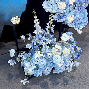Panneau de fond moderne en soie bleue mystérieuse à motifs floraux et papillons, parfait pour les décorations de mariage et d'anniversaire - Product Image 3