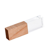 Logotipo láser 3D personalizado de madera de cristal transparente USB 2,0 3,0 8GB 16GB de madera de cristal USB Stick 32GB memoria Flash Drive regalo de boda