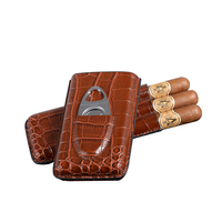 Étui à cigares en cuir de voyage couleur marron fait à la main étui à cigares en cuir Croco 3 CT avec coupe-cigare