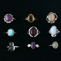 Anneau de perle de plaquette bleue, anneaux de cristal, pierre naturelle, cristaux Vintage de bonne qualité, anneaux de guérison