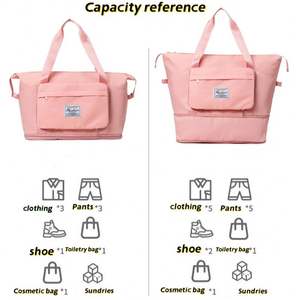 Sac de sport Oxford pliable et extensible, sec et humide séparés, sac de voyage étanche, sac de sport à bandoulière, sac de voyage pour femme - Product Image 5