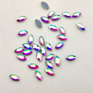 Directo de fábrica, Uds. 7200, embalaje a granel, 4X8mm, Navette, MARQUESA, Ojo de caballo, cristal AB, cristal, diamantes de imitación de fijación en caliente para vestido - Product Image 4
