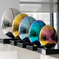 Vente en gros usine Artisanat métallique personnalisé Polissage Acier inoxydable 304/316 Argent Sculpture d'art décorative pour la maison Œuf/Boule