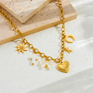 Fashion Pendant Necklace Zinc Alloy Heart Bow Cherry Flower Charm Party Jewelry - Product Image 2