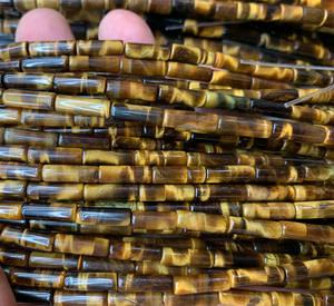 天然ビーズチューブビーズタイガーアイスペーサーストーンビーズジュエリー作り用 - Product Image 1