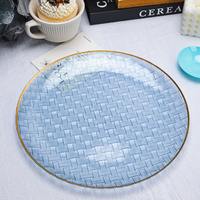 Assiettes de présentation modernes en PS à motif tressé, bord doré, jetables, 7 et 10 pouces, 23,5g/57,5g, Wuxitopteam Modèle TM-BZ-07, pour mariages et fêtes