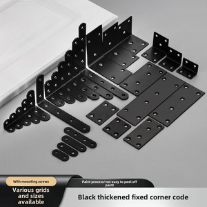 黒90度L字型鉄角ブラケット厚手ステンレス鋼フラットコネクタストレートピースサポート固定ブラケット - Product Image 5