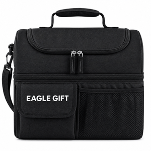 Custom Logo Insulated Polyester Cooler Lunch Bag with Double Chamber 20L Capacity Waterproof Zipper Closure for Food Storage - Product Image 2