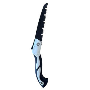 Scie pliante à lame en acier allié, outil de jardinage portable pour le travail du bois, outil de taille d'arbres, manche noir et blanc - Product Image 5