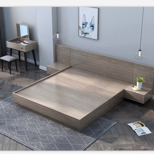 Lit de chambre moderne en bois avec cadre en MDF et mélamine, tiroirs, petite tête de lit, lit double, lit king size, lit simple avec rangement - Product Image 5