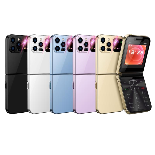 I15 Pro Dual SIM Card Flip Phone High Definition Rear Camera Auto Call Record Speed Dial Foldable Emergency Cellphone i15 Pro