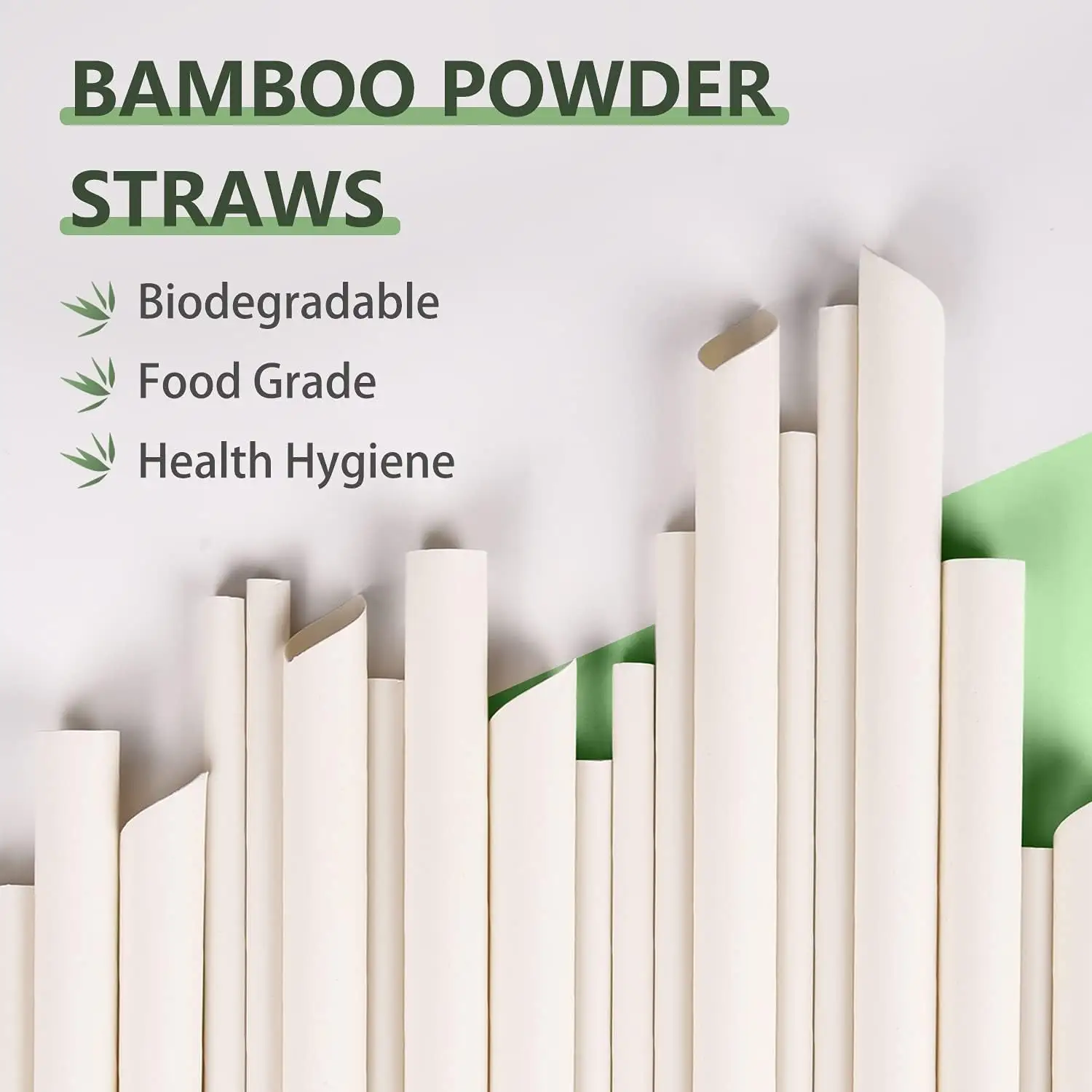 Paille en fibre de bambou naturelle, biodégradable et réutilisable, avec logo personnalisé, 20cm