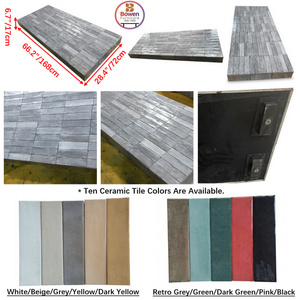 Durable Handmade Japandi Minimalist Grey Glazed Ceramic <strong>Tile</strong> <strong>Coffee</strong> <strong>Table</strong> Adjustable Feet Low Profile Accent <strong>Table</strong> Living Room - Product Image 3