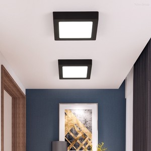Plafonnier LED encastré moderne noir et blanc IP44 pour la maison, 3W/6W/9W, rond, carré, ultra-fin, pour bureau - Product Image 2