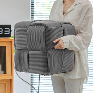 Repose-pieds ottoman en velours côtelé carré doux et confortable, tabouret de canapé - Product Image 2