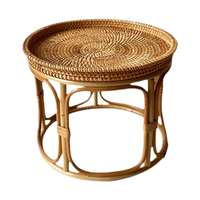 Table basse en rotin tissé à la main de style sud-est asiatique et table d'appoint bohème pour la décoration du salon et du balcon