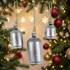 Carillon éolien en métal plaqué argent, clochettes rondes en fonte, ornement suspendu pour la décoration de la maison, style traditionnel - Product Image 5