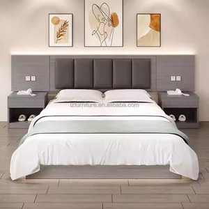 3 Star Hotel Bedroom Furniture Full Room Sets <b>Cheap</b> Wood King Queen Bed <b>Frame</b> with Headboard Nightstands TV Stand & Wardrobe - Product Image 6