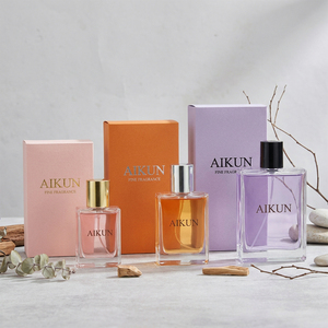 Aikun Small Batch <b>Gift</b> Shop Supply Orders 30 ml 50 ml 100 ml Rectangular Glass Perfume Set With Water Transfer Logo Color <b>Box</b> - Product Image 1