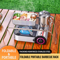 Support de barbecue pliable portable en acier inoxydable, grille rectangulaire pour réchaud de camping, cadre en maille pour cuisson en extérieur