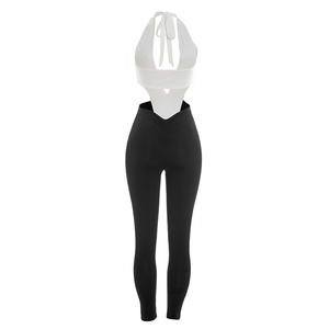 Viviblook J26JP099 Combinaison décontractée pour femme, sans manches, col en V profond, à lacets, avec blocs de couleur - Product Image 6