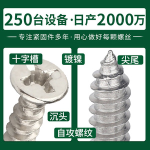 Tornillos autorroscantes Huayuanxing M2 M3 M4 M5 de cabeza plana Phillips, acero al carbono grado A GBT 846 para la industria de la construcción - Product Image 2