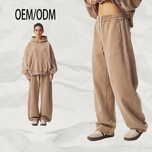 Pantalones de chándal anchos de forro polar personalizados para hombre, estilo streetwear, al por mayor - Product Image 3