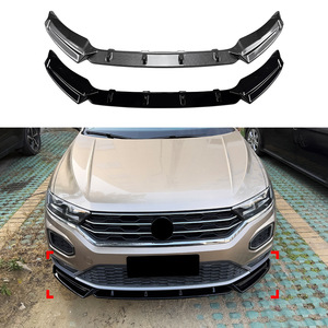Amp-Z Front Lip Splitter Spoiler Body Kit For Volkswagen T-Roc 2018-2022 Piano Black Carbon Fiber Texture Matte Finish - Product Image 4