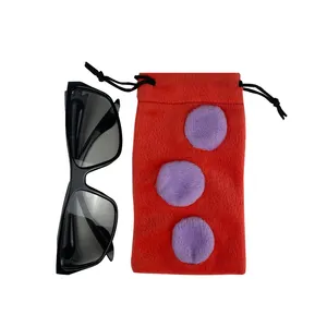 可重复使用的高品质定制标志便携式天鹅绒眼镜柔软拉绳袋太阳镜眼镜储物保护袋