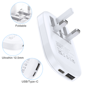 2025 Phong Cách Mới 20W 3 Pins Anh Ultra-Mỏng Có Thể Gập Lại Travel Adapter Cắm Đối Với iPhone Samsung - Product Image 4