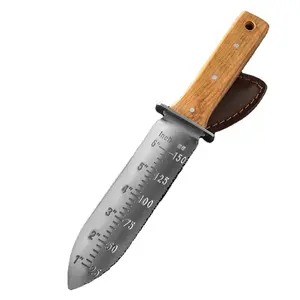 Attrezzo da giardino con manico in legno in acciaio inossidabile 3 cr13 di alta qualità che scava coltello Hori Hori giapponese con custodia in pelle