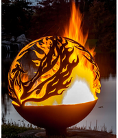 Sphère de feu en acier Corten robuste personnalisé fait à la main sphère creuse décoration Camping feu de camp boule de feu à vendre